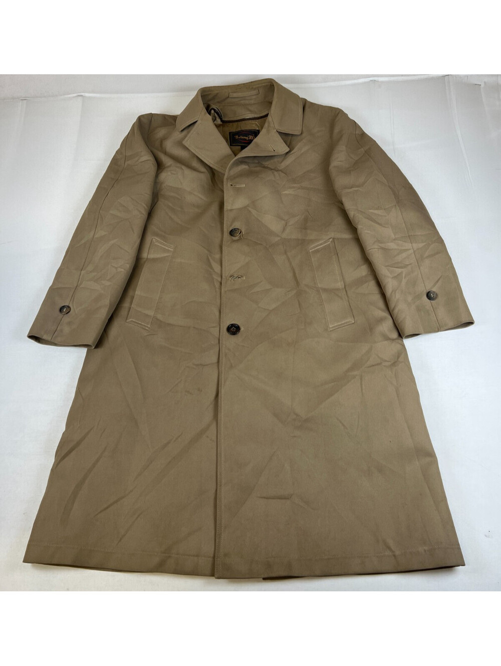 Vintage Botany 500 Men 40 Reg Tan Made In U.S.A. Faux Fur Lined Trench Coat